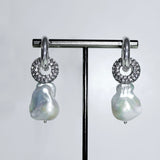 Cosmic Earrings Silver - No Stones on Pearls