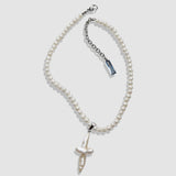 That White Cross Pearl Necklace